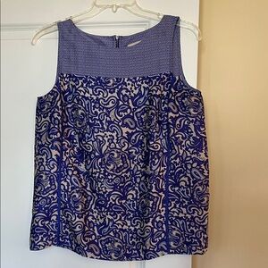 LOFT Blue and White Patterned Blouse